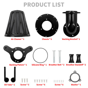 Cone Black Harley Air Filter Intake for Touring '08-'16 Softail '16-'17 | HCmotorku