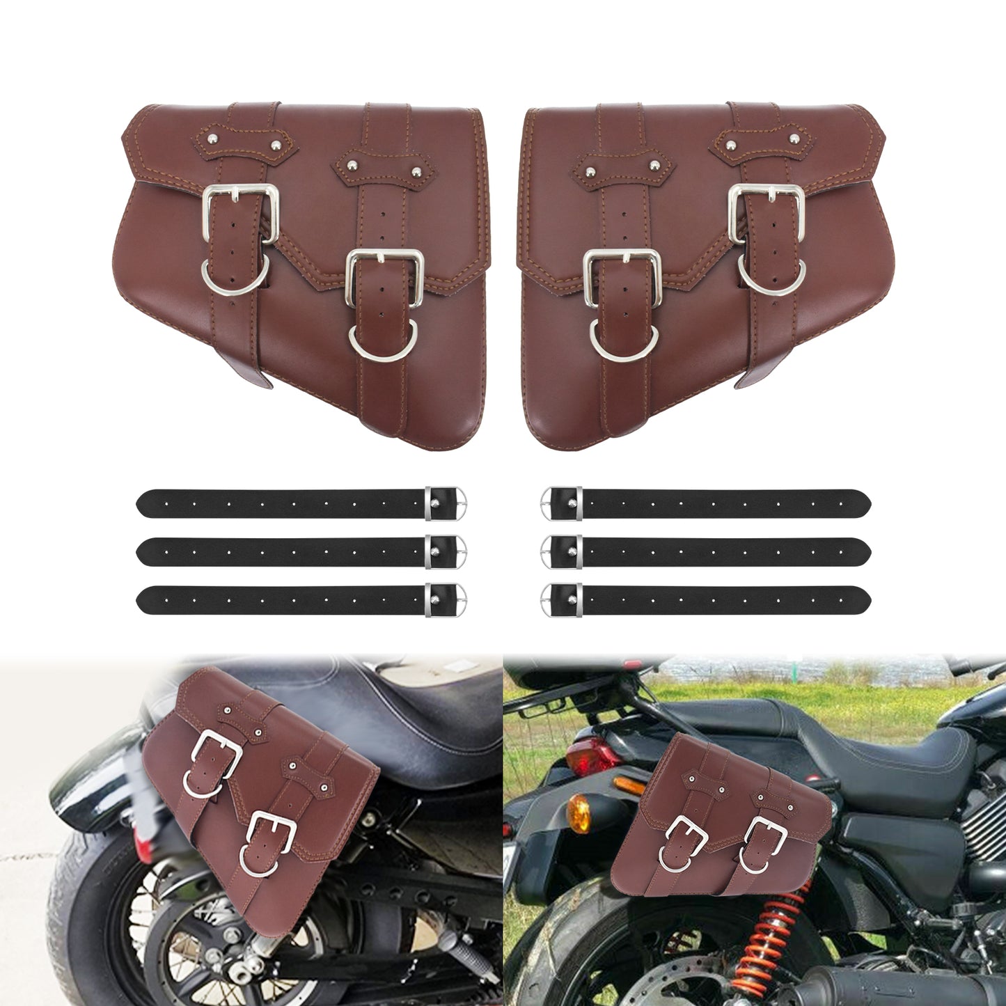 PU Leather Saddlebag Luggage Bag Swingarm Bag Tool Bags Fit For Harley Sportster | HCmotorku