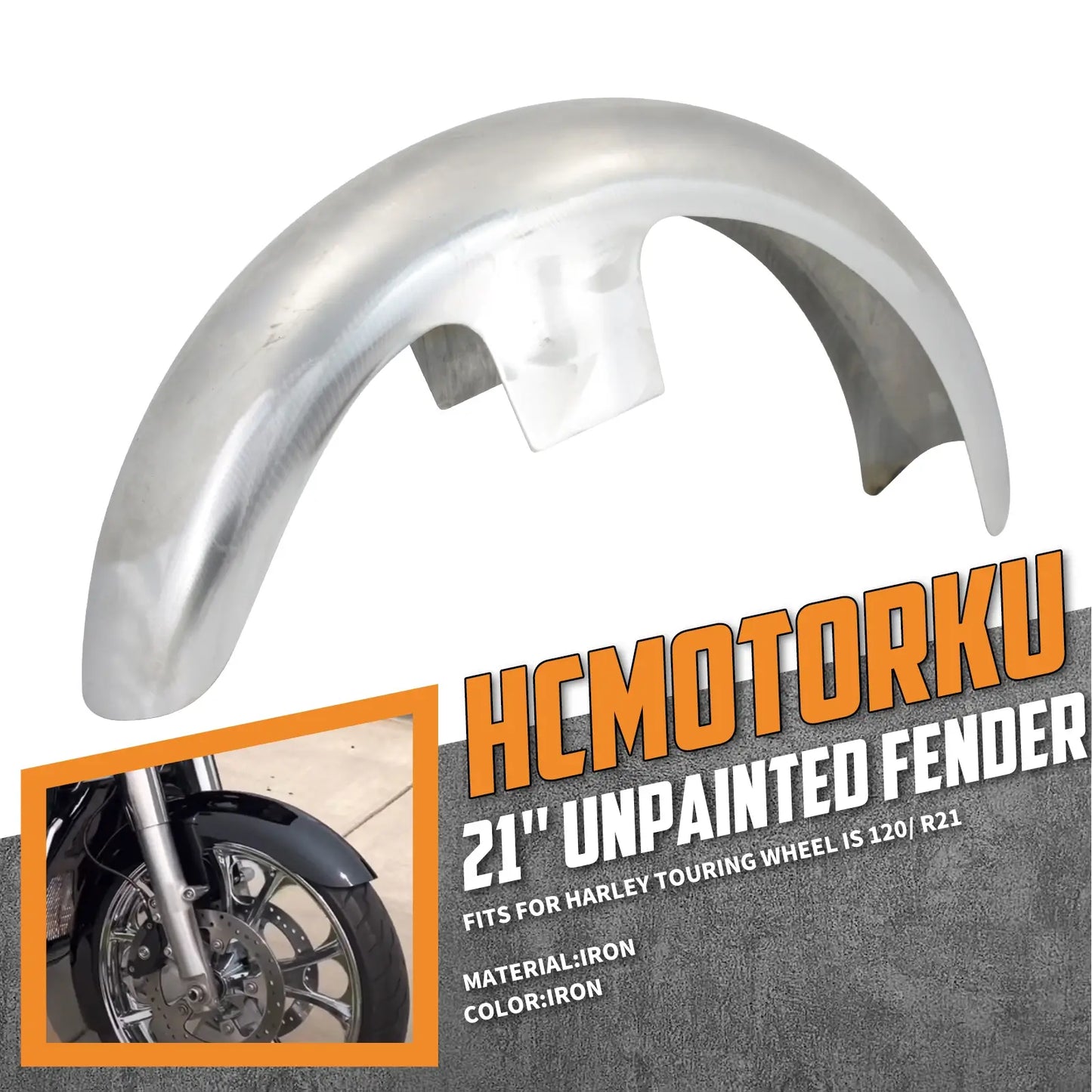 Metal Front Fender Unpainted Custom Baggers Fit For Harley Touring 1986-2023 | HCmotorku