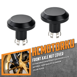cr030604 hcmotorku front axle nut cap covers sportster s 2021 black feature