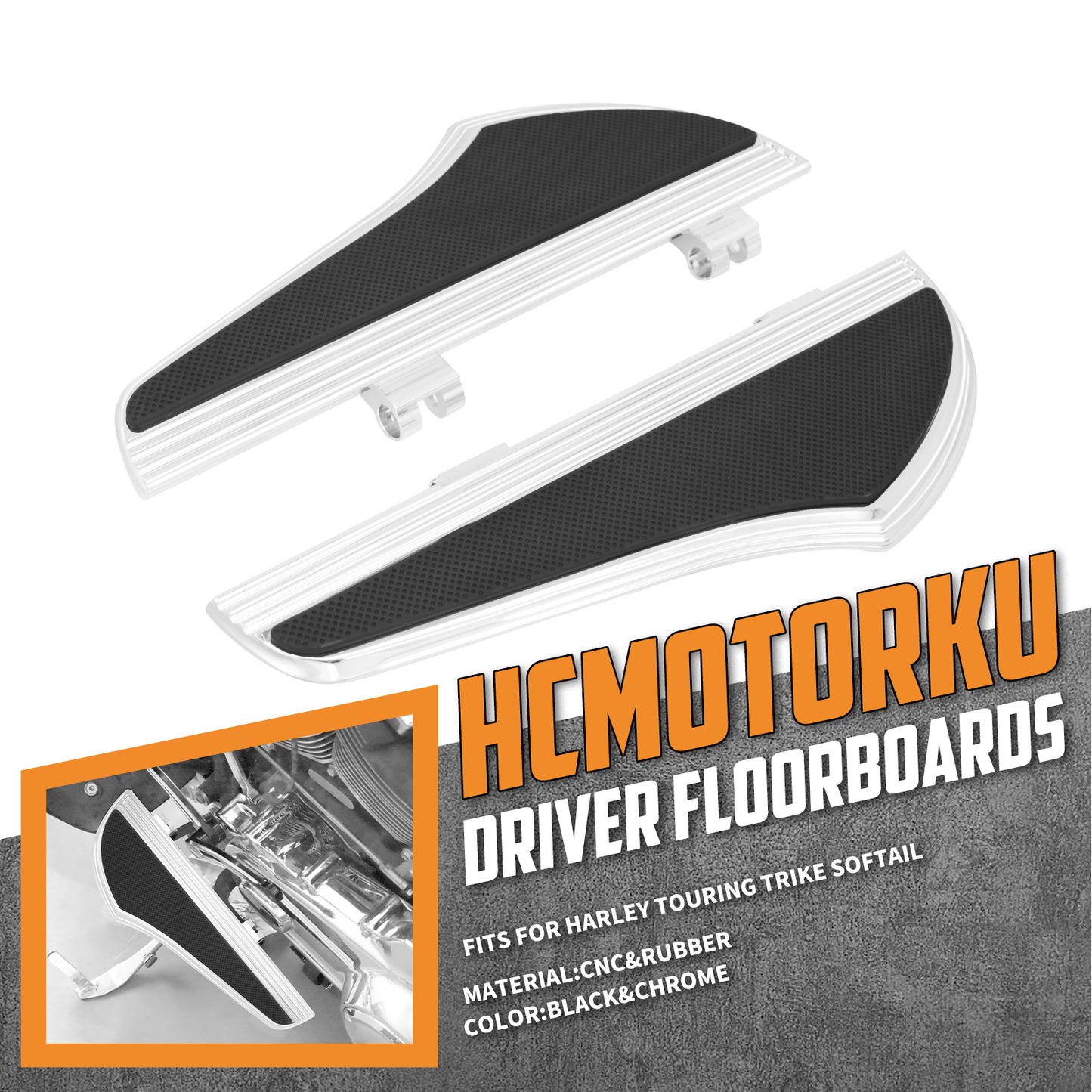 Rider Floorboards Chrome Foot Rest Footboards Fit For Harley 2012-2016 FLD Touring | HCmotorku