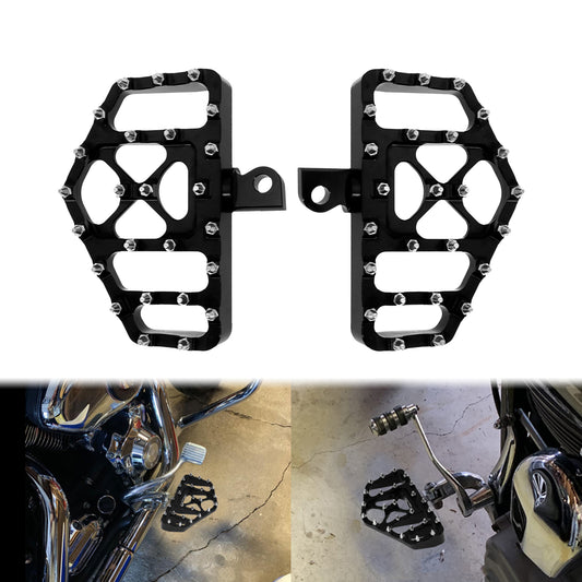 Wide Fat Rear Pedals Foot Pegs MX Style Floorboards Black Fit For Harley Touring | HCmotorku