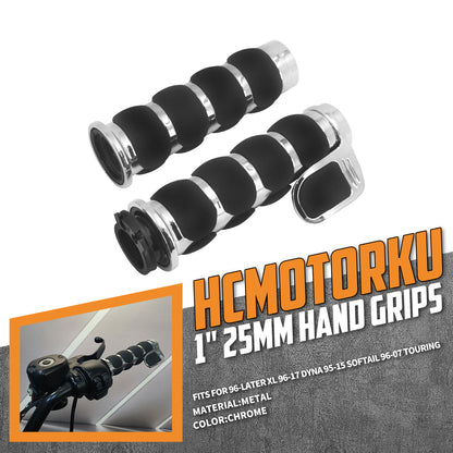 1" 25mm Motorcycle Handlebar CNC Aluminum Rubber Hand Grips Fit For Harley 883XL | HCmotorku