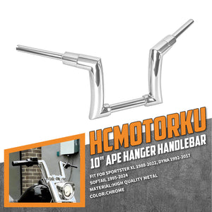 gp008802 hcmotorku 10 inch ape hanger handlebar sportster 1988 chrome feature