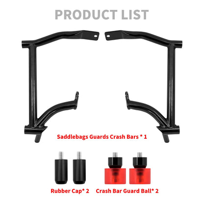 Saddlebag Guard Crash Bars with Red Rollers For Harley Touring 2009-2024 | HCmotorku