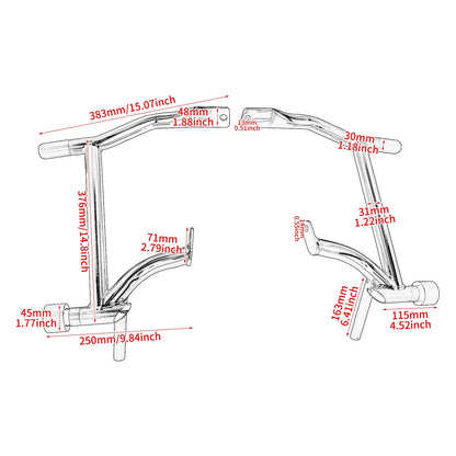 Saddlebag Guard Crash Bars with Red Rollers For Harley Touring 2009-2024 | HCmotorku