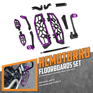 All-in-One CNC Floorboard Kit w/Carbon Fiber Trim for Harley Touring '14-'25 | HCmotorku