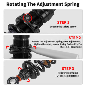 Orange Reservoir Remote Adjustable Rear Shocks Suspension For Harley Touring '14-'26丨HCmotorku