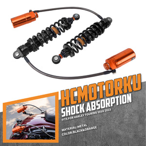 Orange Reservoir Remote Adjustable Rear Shocks Suspension For Harley Touring '14-'26丨HCmotorku