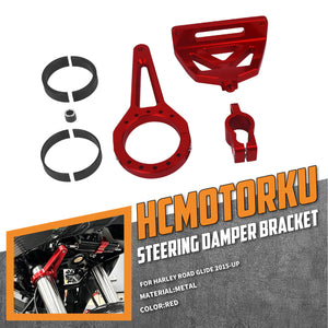 CNC Aluminum Steering Damper Bracket for Harley Road Glide '15-'24 | HCmotorku