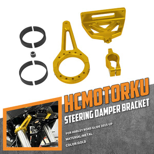 CNC Aluminum Steering Damper Bracket for Harley Road Glide '15-'24 | HCmotorku