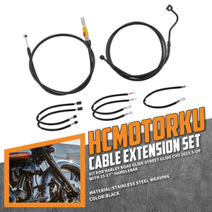 Extended Throttle and Brake Cable Kit for Harley Street Glide 2023.5-Up | HCmotorku
