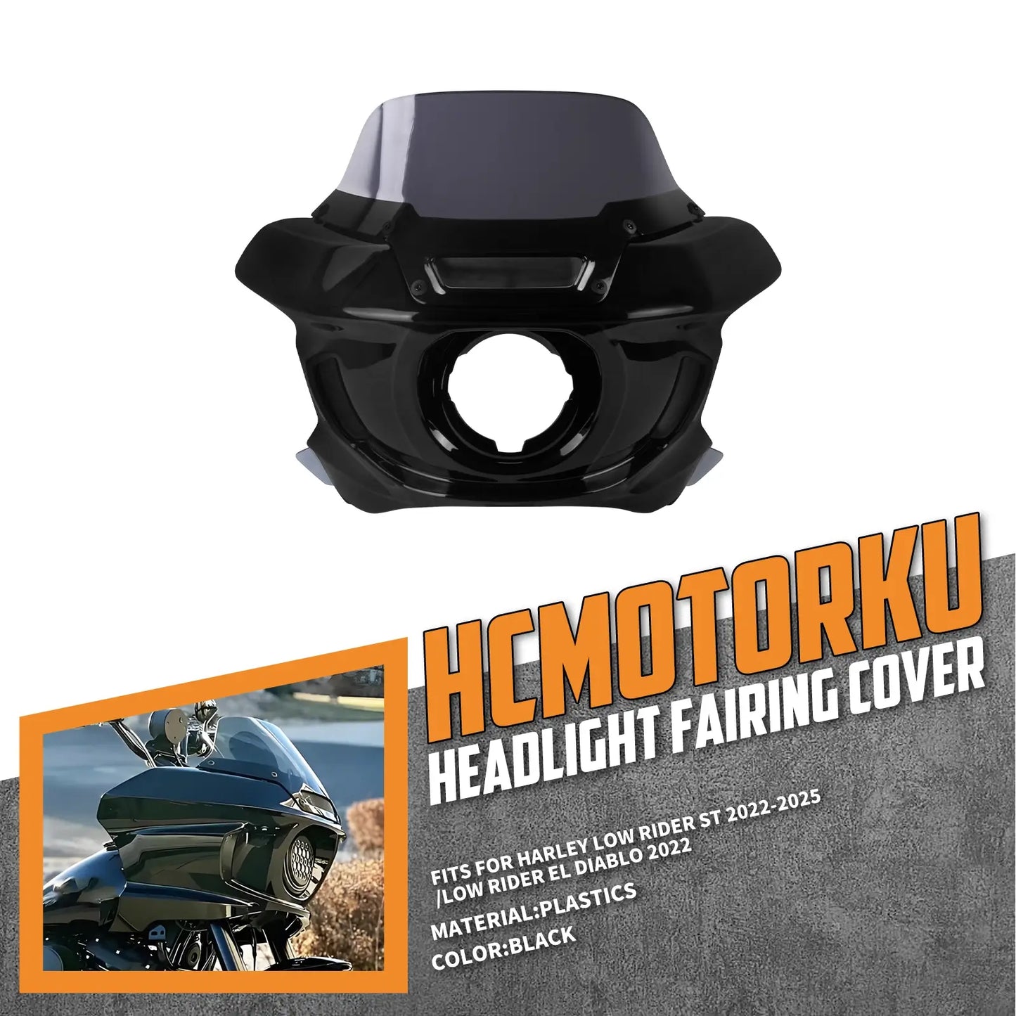 Gloss Black Motorcycle Fairing 8“ Windshield For Harley Low Rider ST EL DIABLO | HCmotorku