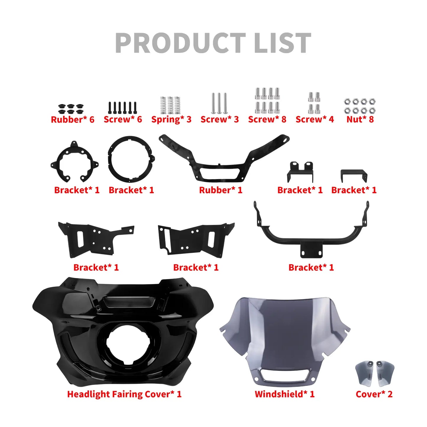 Gloss Black Motorcycle Fairing 8“ Windshield For Harley Low Rider ST EL DIABLO | HCmotorku