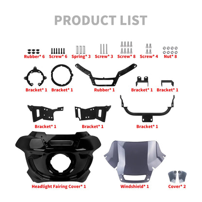 Gloss Black Motorcycle Fairing 8“ Windshield For Harley Low Rider ST EL DIABLO | HCmotorku