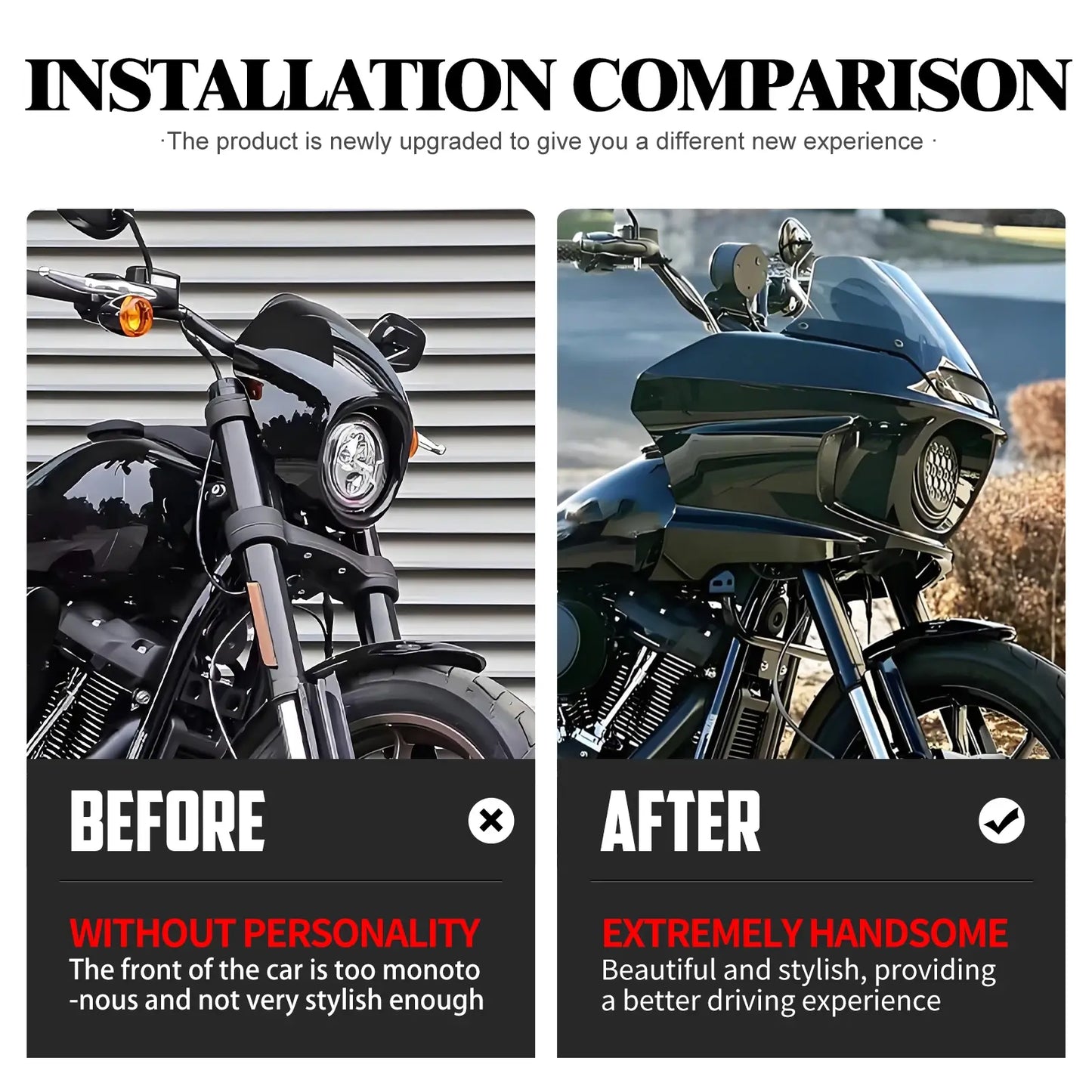 Motorcycle Front Fairing w/ 8" Windshield for Harley Softail '18-'25 | HCmotorku