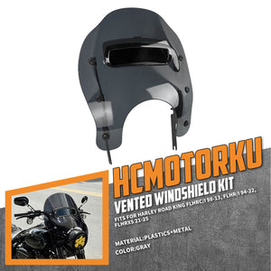 Quick Detach Vented Windshield for Harley Road King Models 1994-2025 | HCmotorku