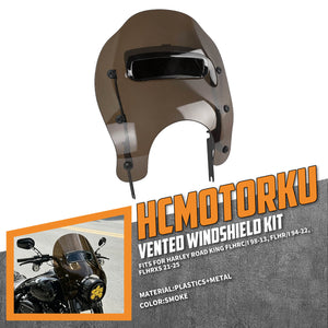 Quick Detach Vented Windshield for Harley Road King Models 1994-2025 | HCmotorku