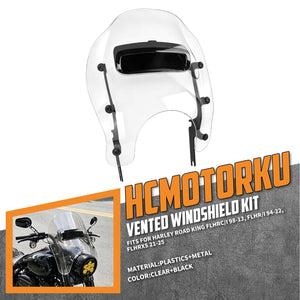 Quick Detach Vented Windshield for Harley Road King Models 1994-2025 | HCmotorku