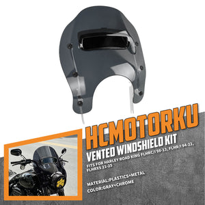 Vented Motorcycle Windshield for Harley Touring FLHR FLHRC FLHRXS | HCmotorku