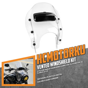 Vented Motorcycle Windshield for Harley Touring FLHR FLHRC FLHRXS | HCmotorku