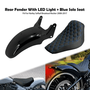 zhcr0005_HCmotorku Rear Fender & blue Stitching Seat For Harley Softail Breakout Rocker '08-'17