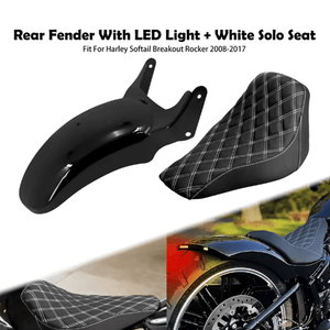 zhcr0006_HCmotorku Rear Fender & Seat For Harley Softail Breakout Rocker '08-'17 White