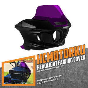zhfr0035 jg hcmotorku headlight fairing with windshield dyna 2006 purple feature