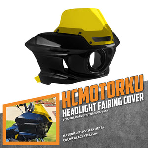 zhfr0037 jg hcmotorku headlight fairing with windshield dyna 2014 yellow feature