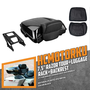 zhlu0031 jg hcmotorku razor tour trunk backrest rack kit harley touring 2014 black feature