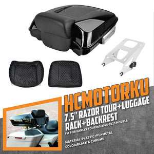 zhlu0032 jg hcmotorku razor tour trunk backrest rack kit harley touring 2022 silver feature