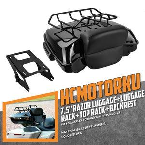 zhlu0035 jg hcmotorku low profile razor tour pack top rack harley touring 2015 black feature